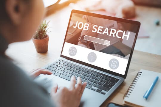 Person searching for jobs online
